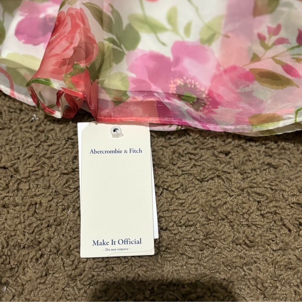 🍃🍓Organza Tiered Strapless Mini Dress Abercrombie & Fitch - Picture 5 of 9